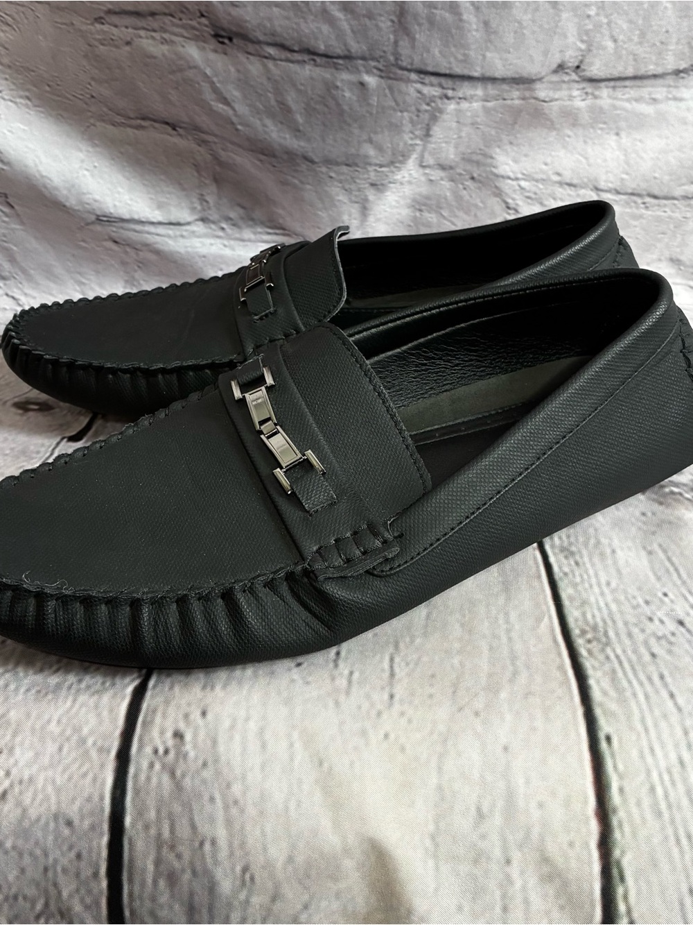 Tahari Jester Men’s Black Faux Leather Driving Moc Loafer Slip-On Shoe Sz 8 GUC - Picture 3 of 10